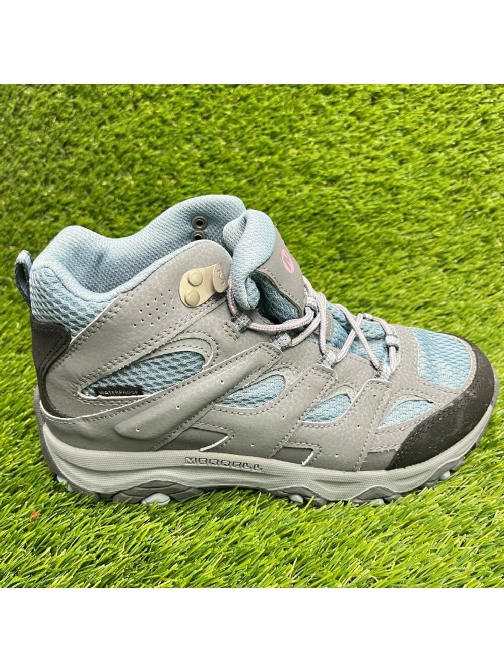 Merrell Moab 3 Mid Waterproof Boys Size 4.5Y Gray Blue Outdoor Hiking Boots